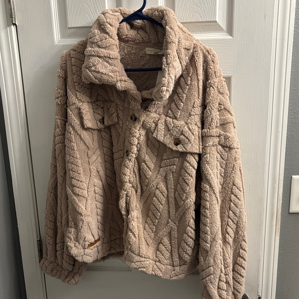 Simply Southern Textured Tan Teddy Jacket